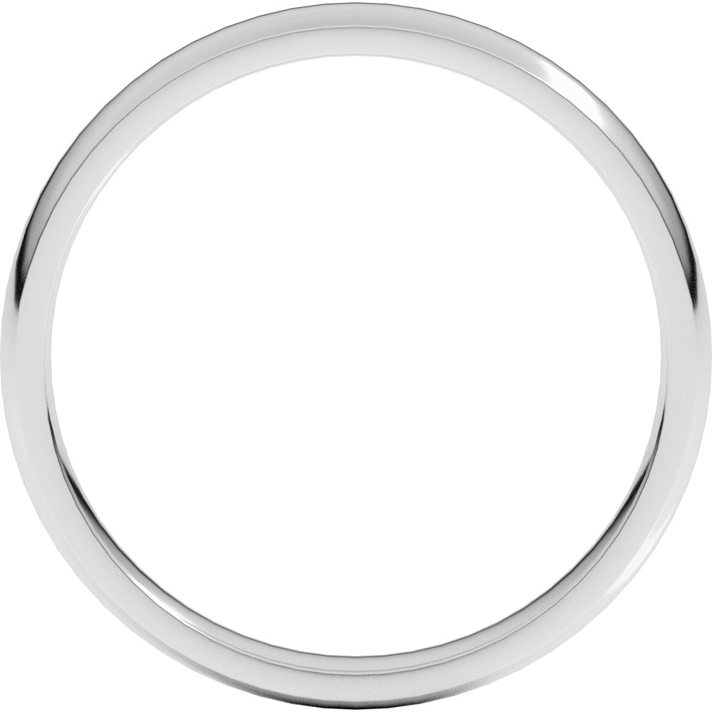 18K White Gold 3 mm Lightweight Comfort-Fit Half Round Band Size 7.5
