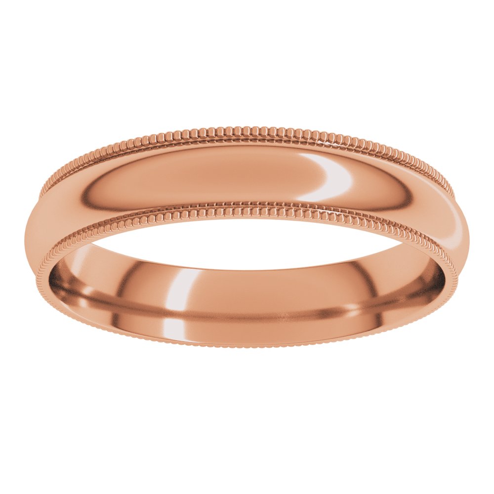 10K Rose 4 mm Lightweight Milgrain Comfort-Fit Half Round Band Size 8