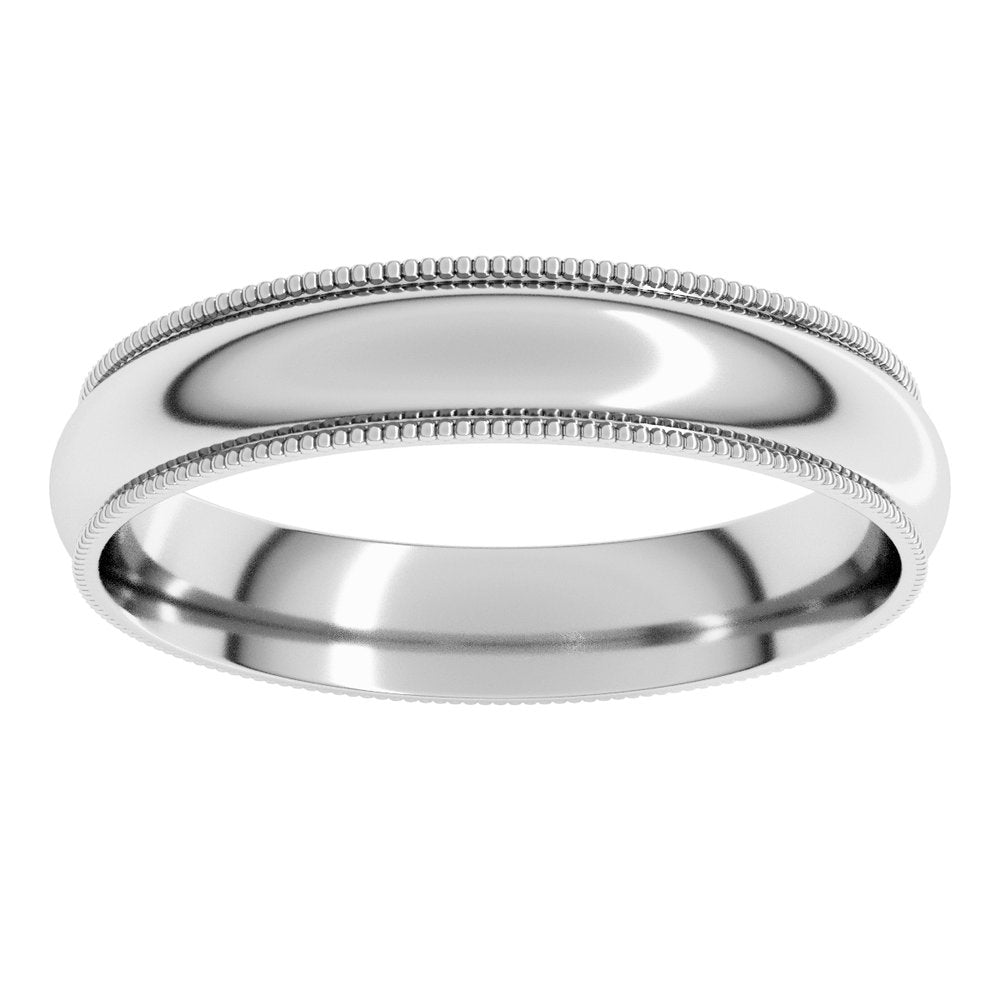 14K White 4 mm Milgrain Comfort-Fit Half Round Band Size 10