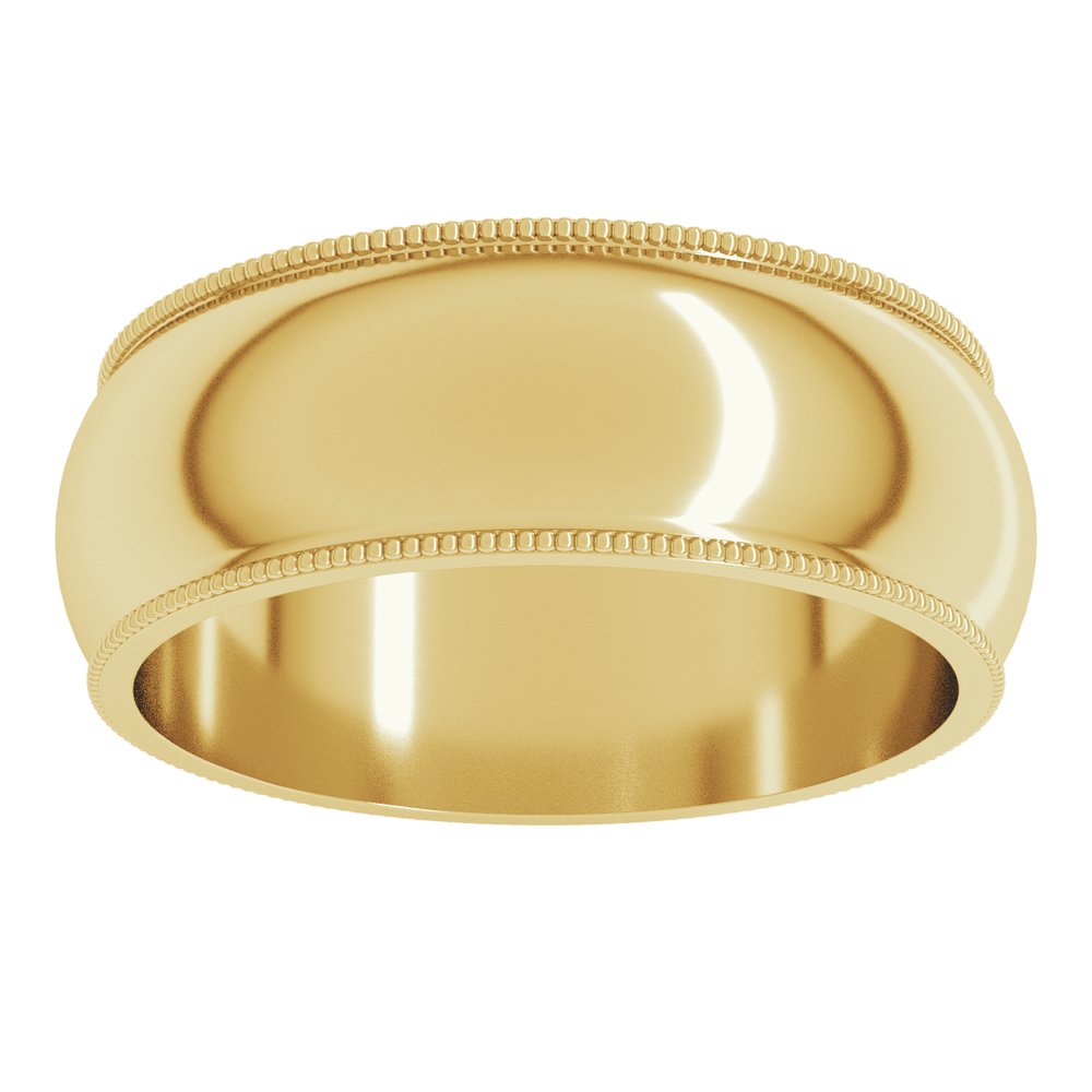14K Yellow Gold 7 mm Milgrain Half Round Band Size 7