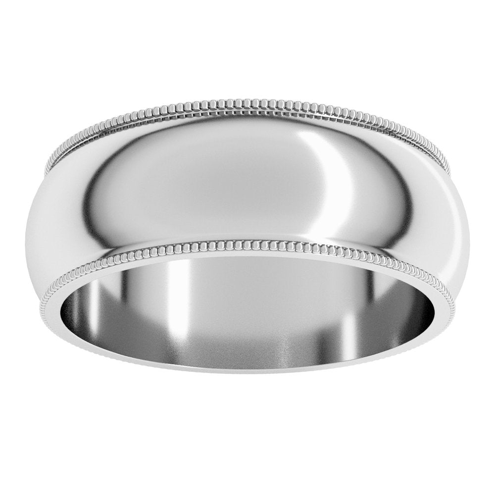 14K White 7 mm Milgrain Half Round Band Size 9