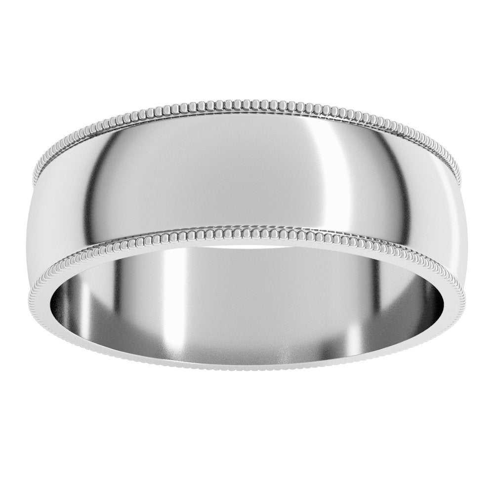14K White 6 mm Lightweight Milgrain Half Round Band