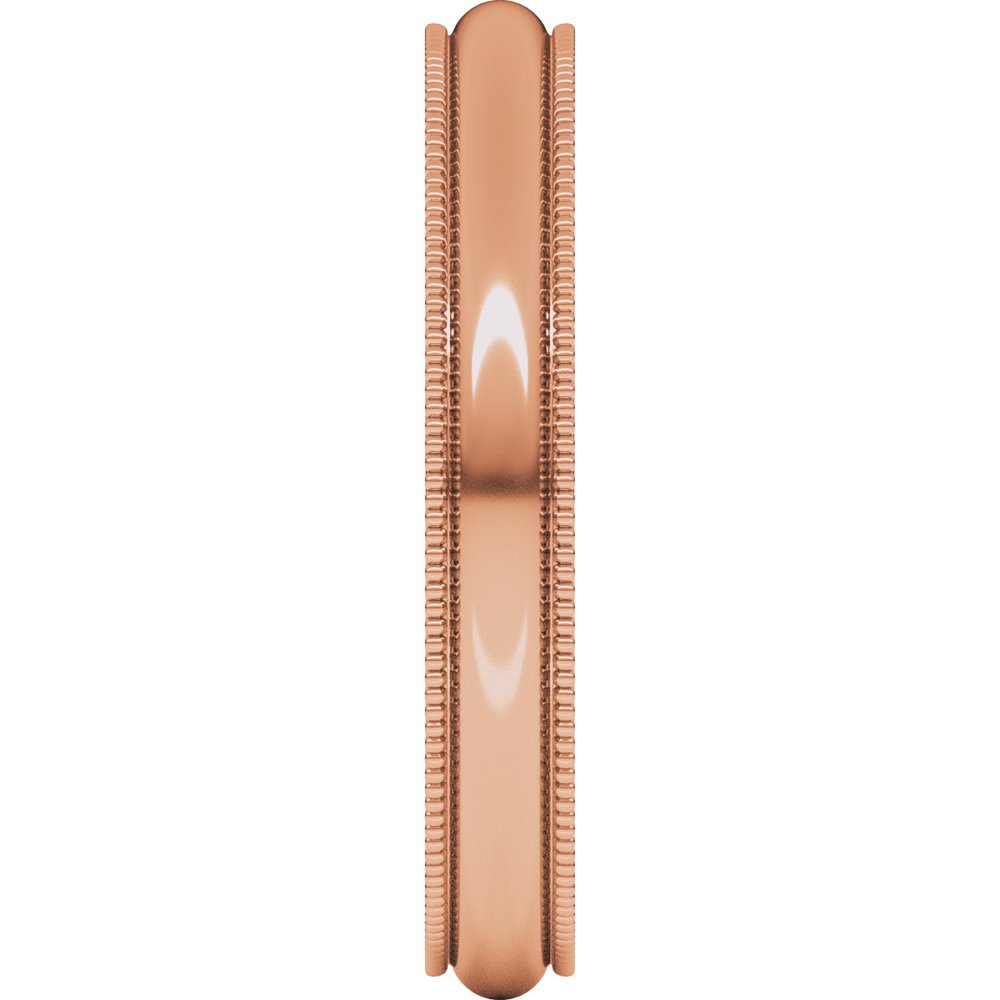 14K Rose Gold 3 mm Milgrain Comfort-Fit Half Round Band Size 6.5