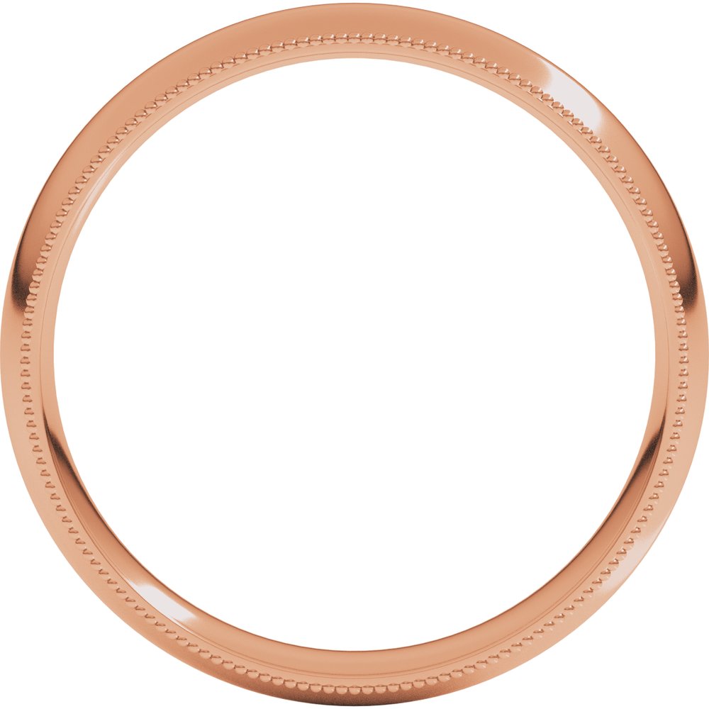 10K Rose 4 mm Lightweight Milgrain Comfort-Fit Half Round Band Size 8