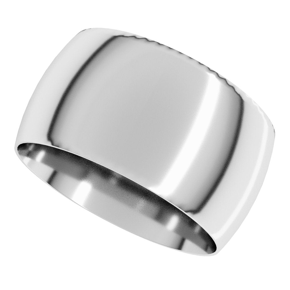 14K White Gold 11 mm Lightweight Comfort-Fit Half Round Band Size 7
