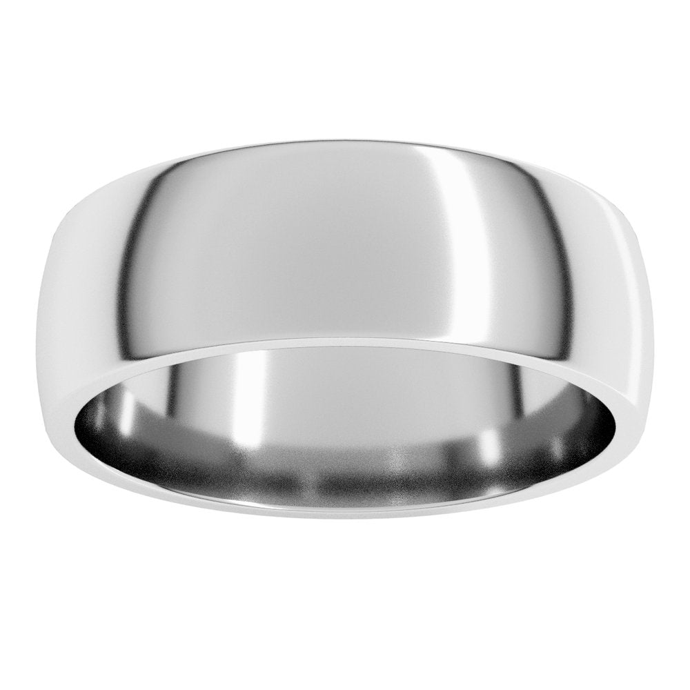 14K White Gold 6.5 mm Lightweight Comfort-Fit Half Round Band Size 8