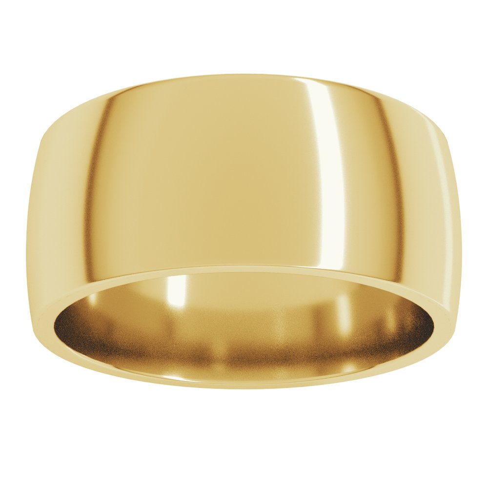 18K Yellow Gold 9 mm Lightweight Comfort-Fit Half Round Band Size 10