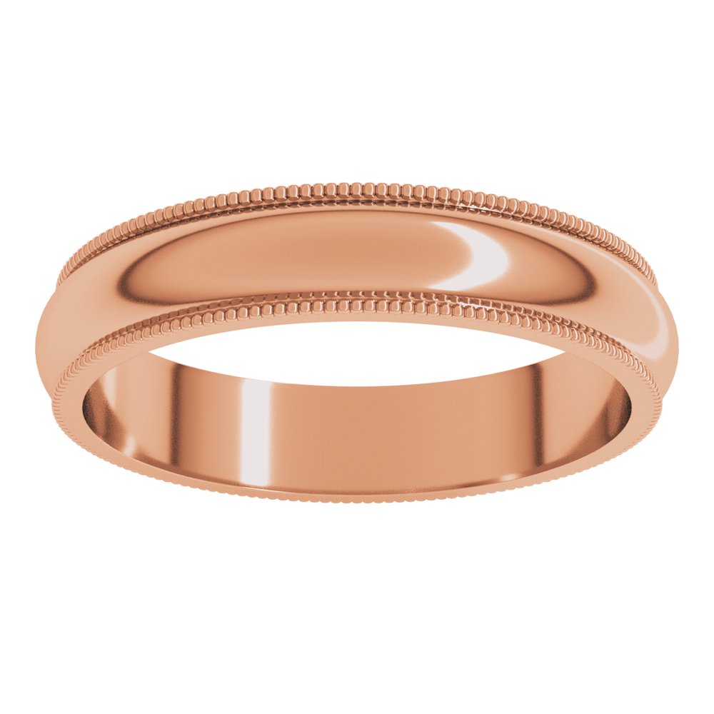 14K Rose 4 mm Milgrain Half Round Band Size 6