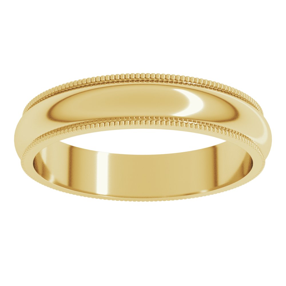 14K Yellow 4 mm Milgrain Half Round Band