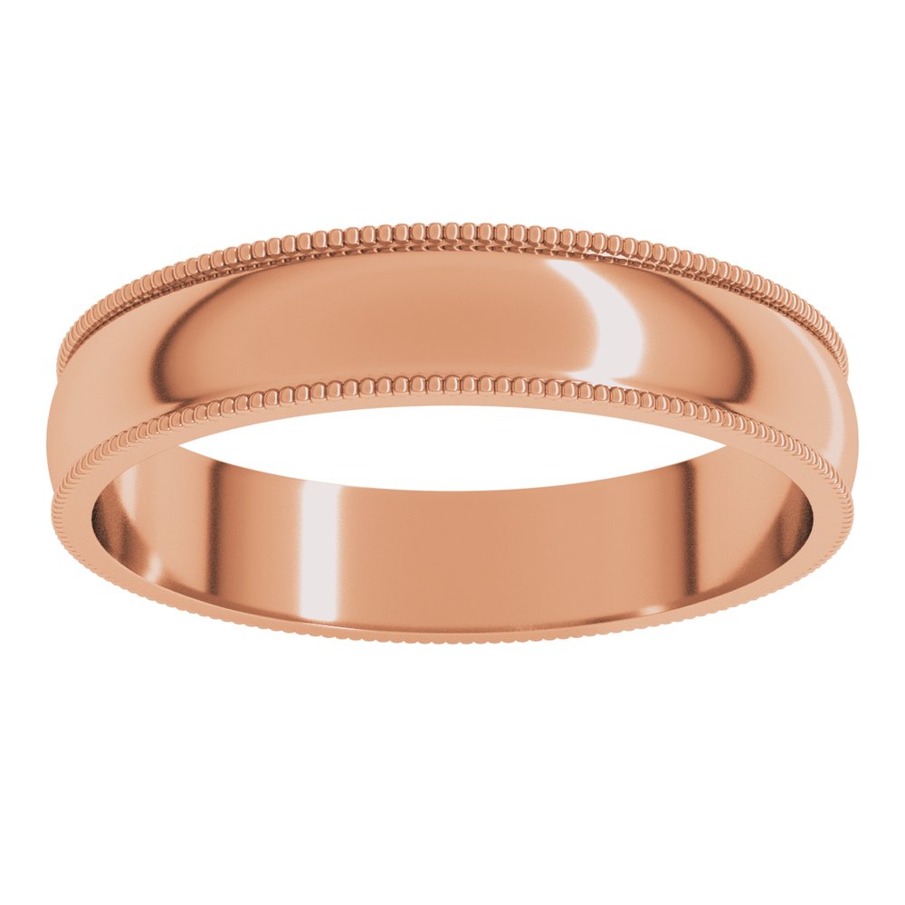 14K Rose Gold 4 mm Lightweight Milgrain Half Round Band Size 11