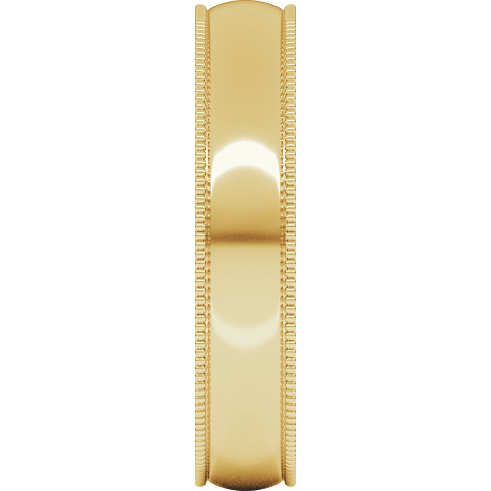 14K Yellow Gold 4 mm Lightweight Milgrain Half Round Band Size 7.5
