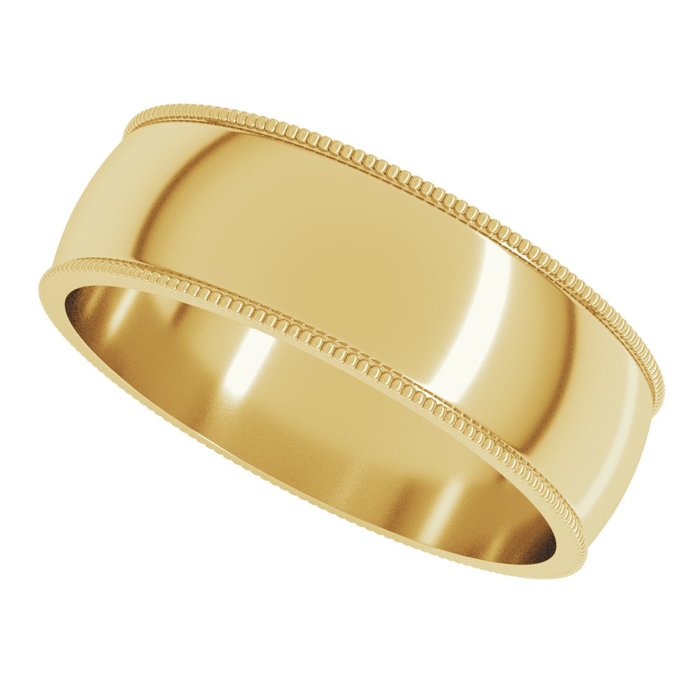 14K Yellow 6 mm Lightweight Milgrain Half Round Band