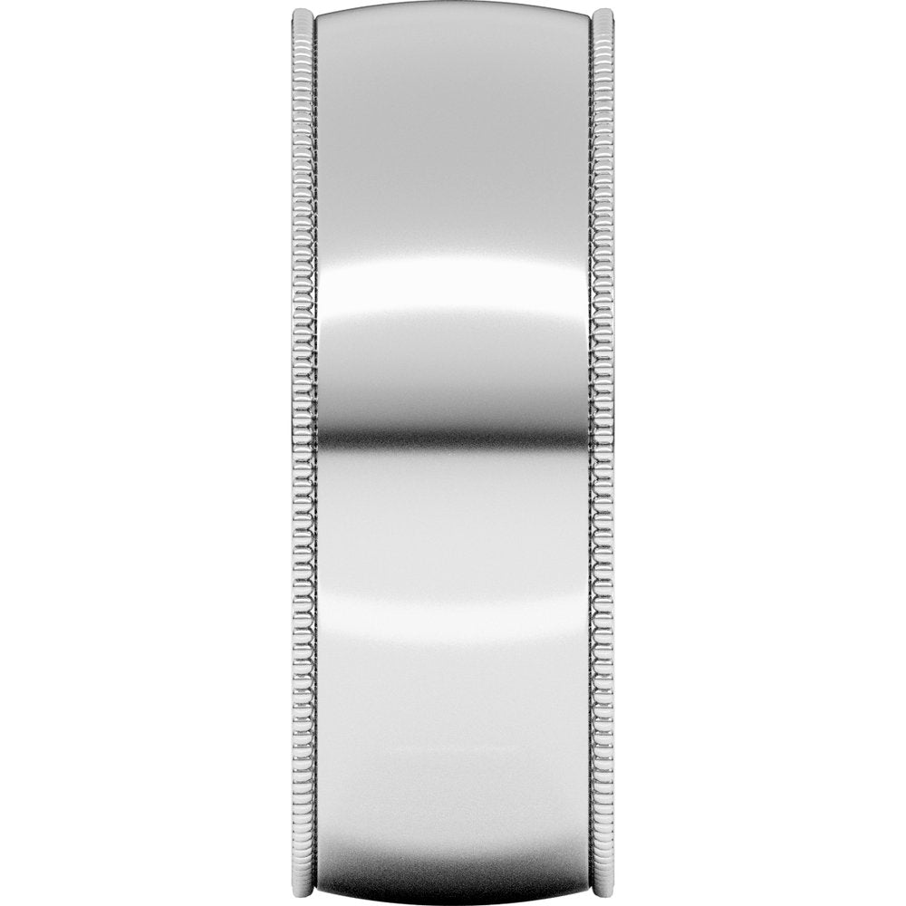 10K White Gold 7 mm Lightweight Milgrain Half Round Band Size 8.5