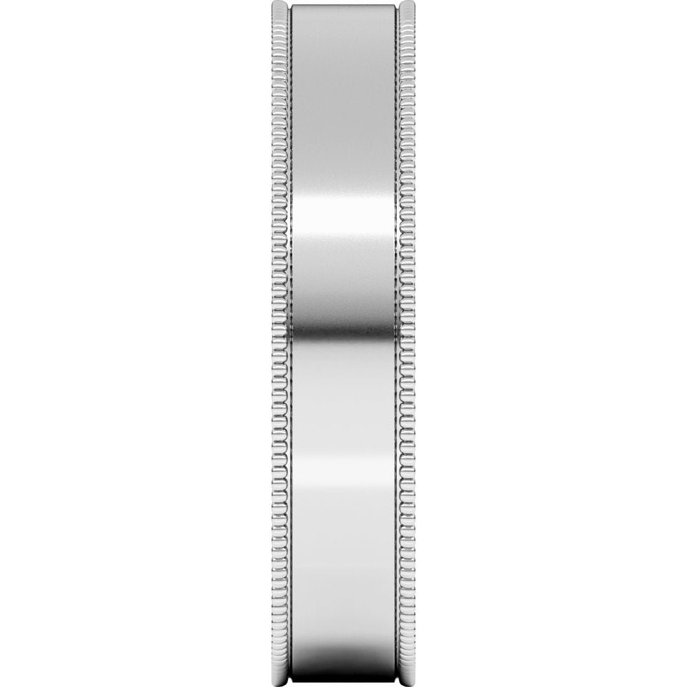 14K White 4 mm Milgrain Flat Comfort Fit Band