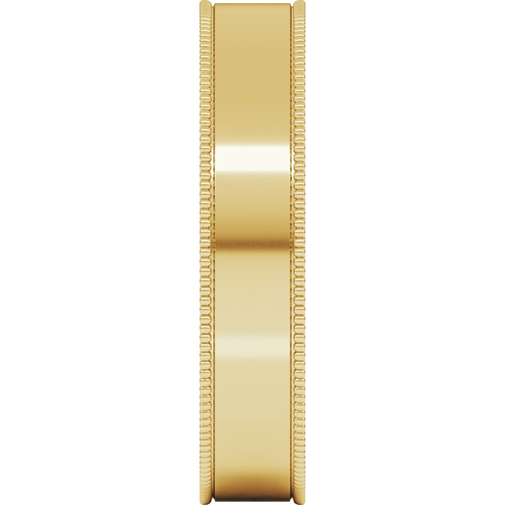 14K Yellow 4 mm Milgrain Flat Comfort Fit Band Size 5.5