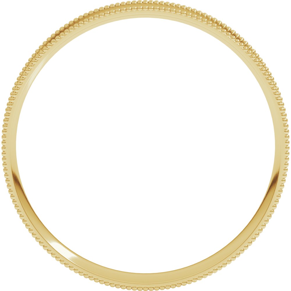 14K Yellow 3 mm Milgrain Comfort-Fit Flat Band Size 6