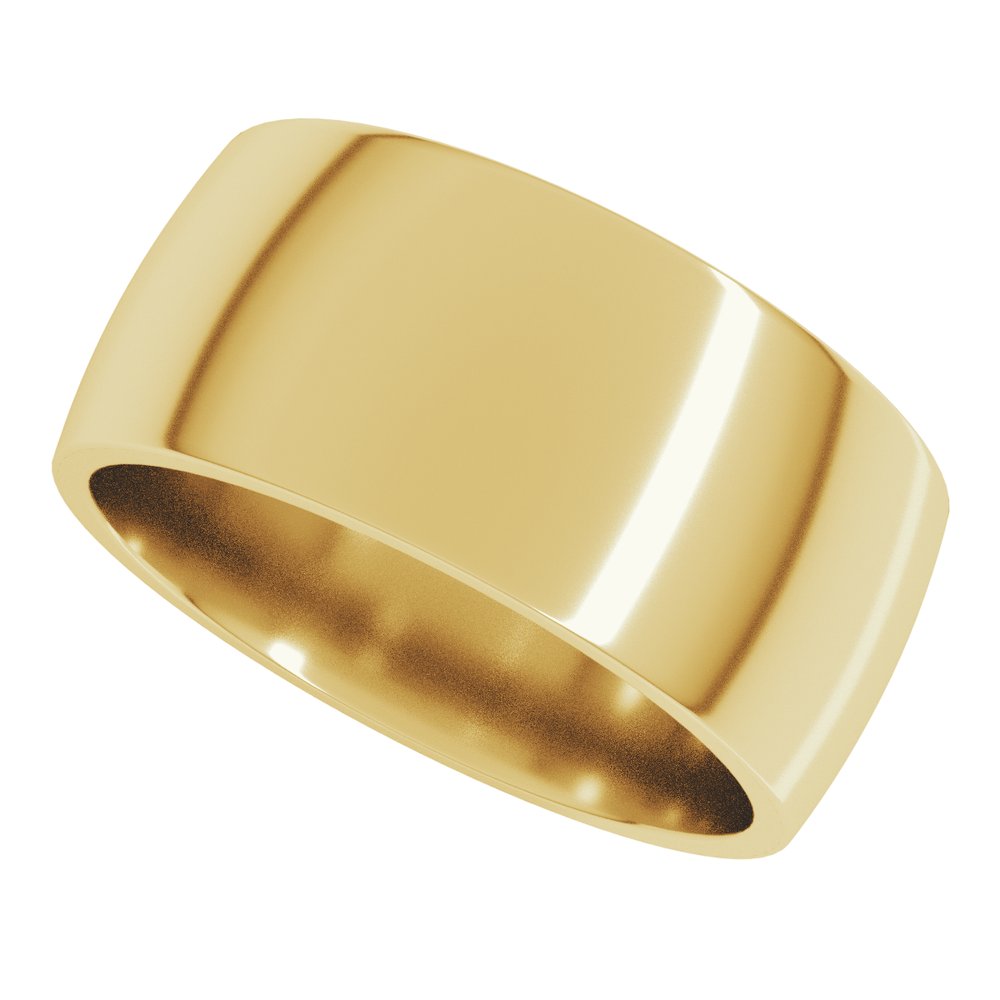 18K Yellow Gold 9 mm Lightweight Comfort-Fit Half Round Band Size 10