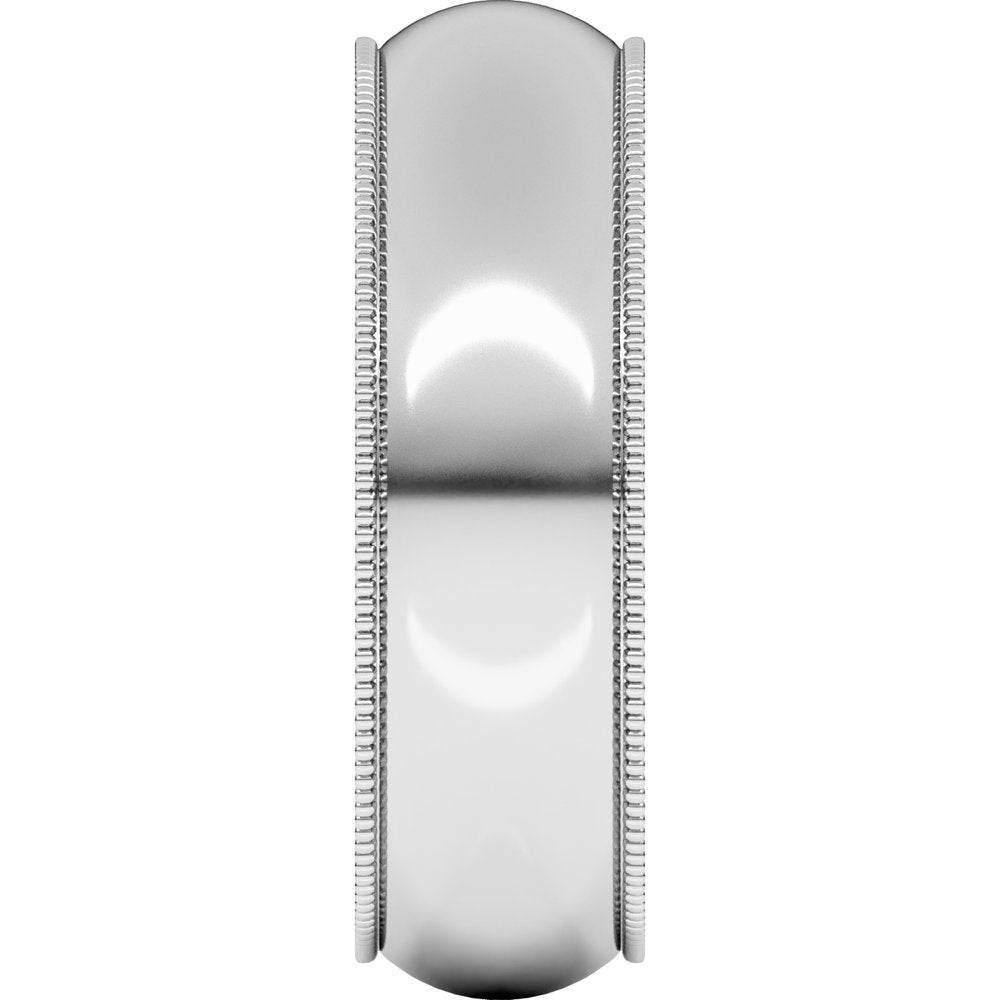 14K White Gold 6 mm Milgrain Half Round Band Size 9.5