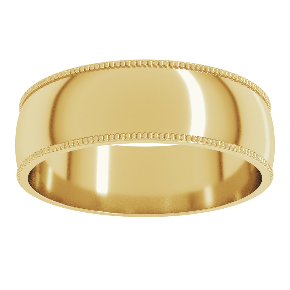 10K Yellow Gold 6 mm Milgrain Comfort-Fit Half Round Band Size 9.5