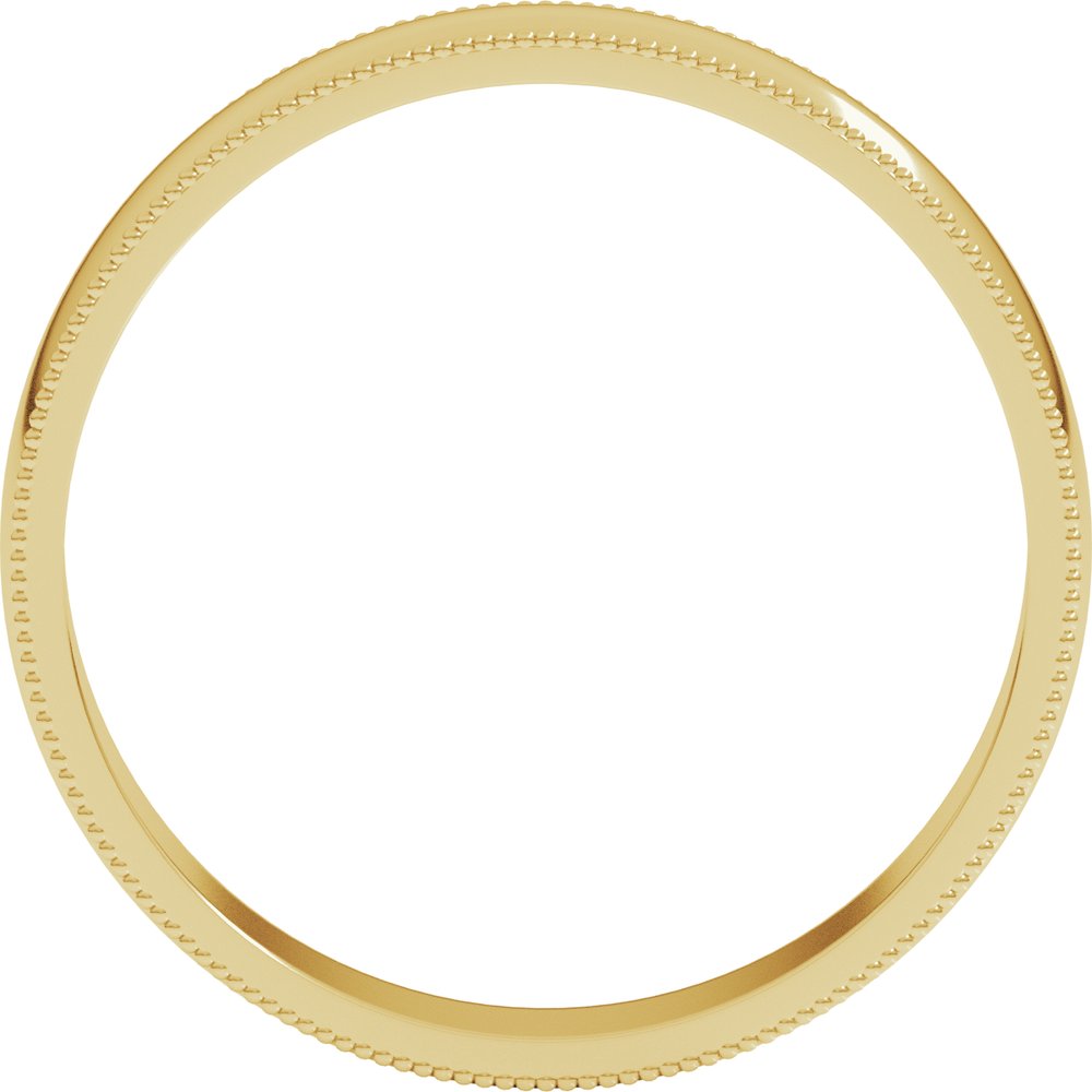 14K Yellow Gold 4 mm Lightweight Milgrain Half Round Band Size 7.5