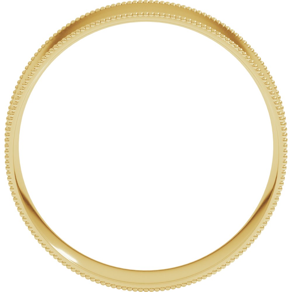 14K Yellow 6 mm Milgrain Comfort-Fit Flat Band Size 9