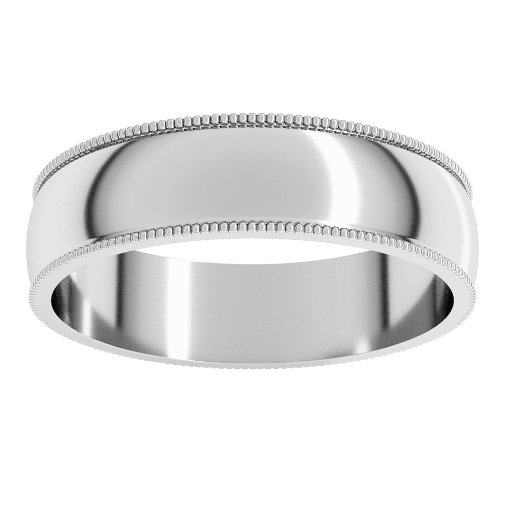 Platinum 5 mm Lightweight Milgrain Half Round Band Size 6