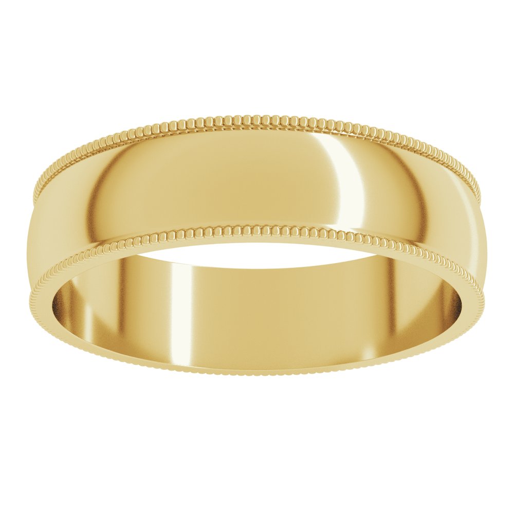 14K Yellow Gold 5 mm Lightweight Milgrain Half Round Band Size 7