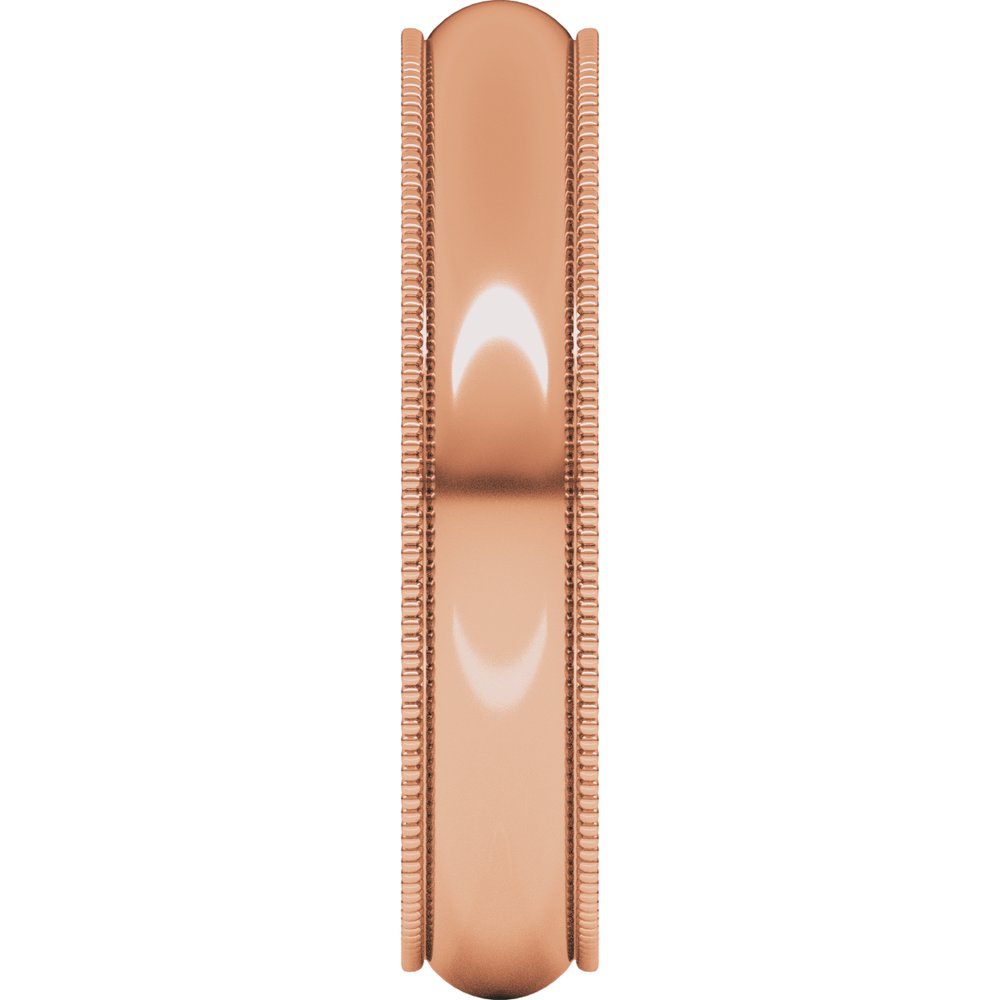 14K Rose 4 mm Lightweight Milgrain Comfort-Fit Half Round Band Size 5