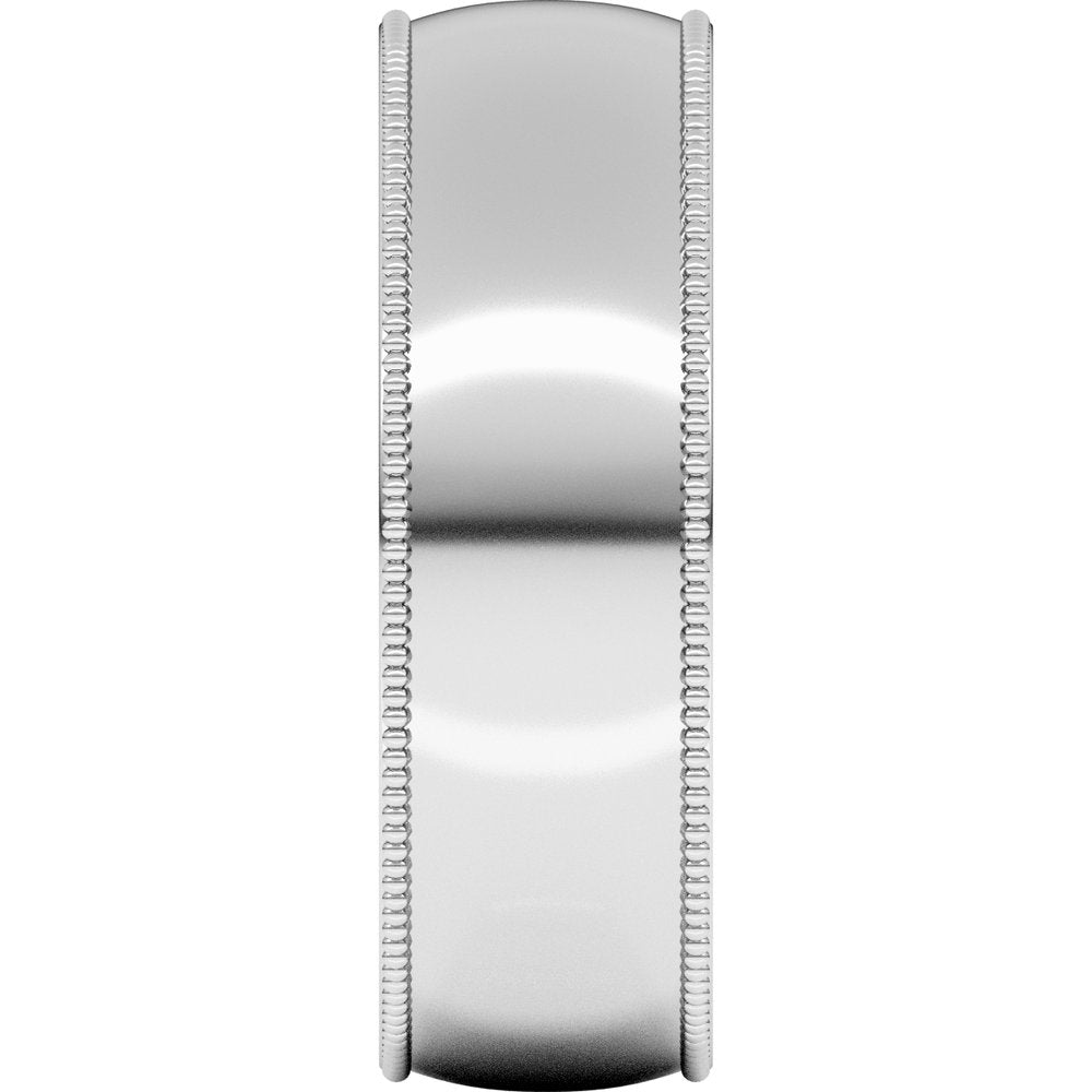 10K White Gold 6 mm Milgrain Comfort-Fit Half Round Band Size 8.5