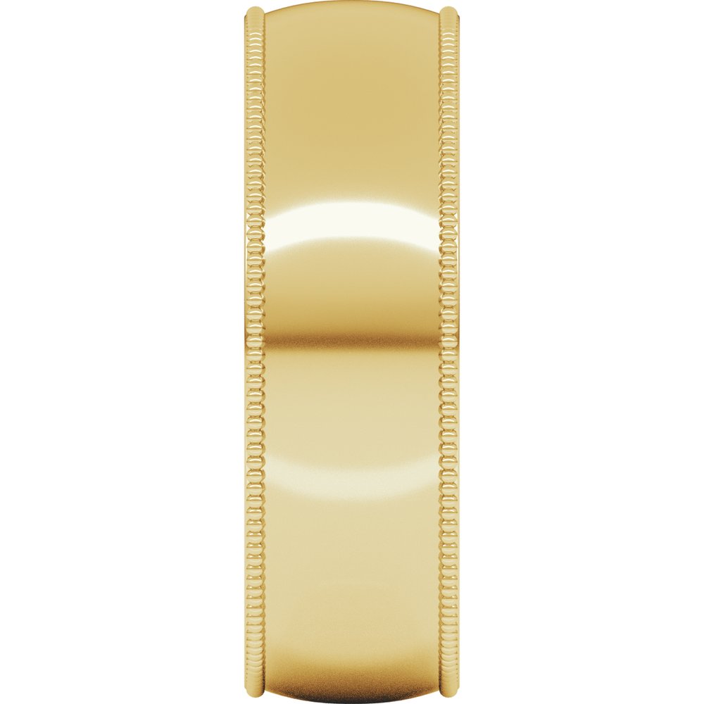 14K Yellow 6 mm Milgrain Comfort-Fit Half Round Band Size 10