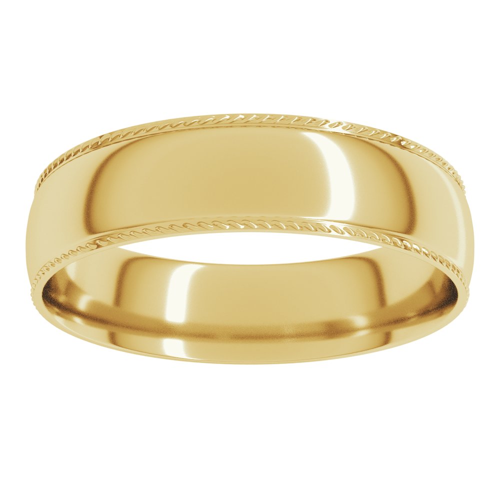 14K Yellow Gold 5 mm Rope Comfort-Fit Half Round Band Size 6.5