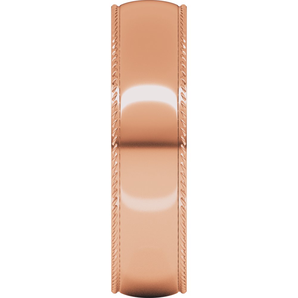 14K Rose Gold 5 mm Rope Comfort-Fit Half Round Band Size 10.5
