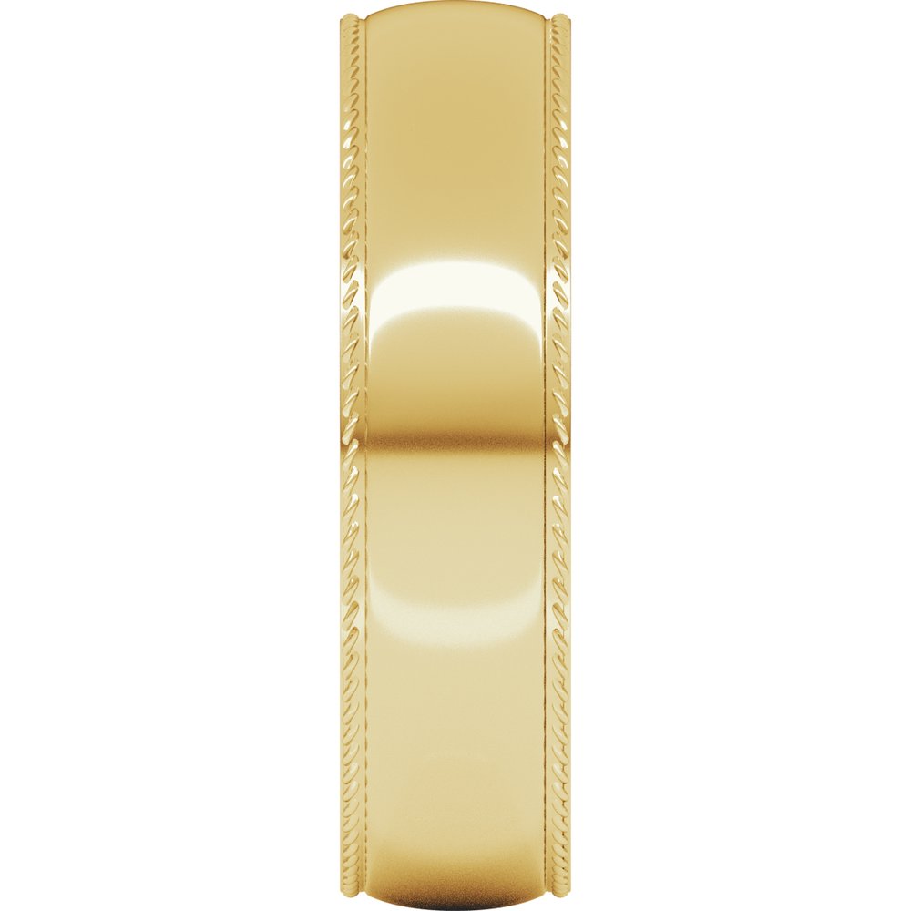 14K Yellow Gold 5 mm Rope Comfort-Fit Half Round Band Size 6.5