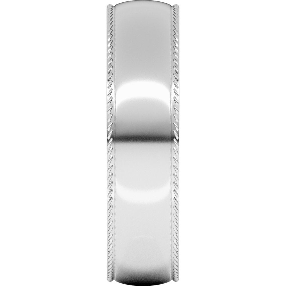 14K White 5 mm Rope Comfort-Fit Half Round Band