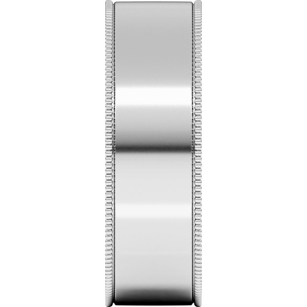 14K White 6 mm Milgrain Flat Comfort Fit Band
