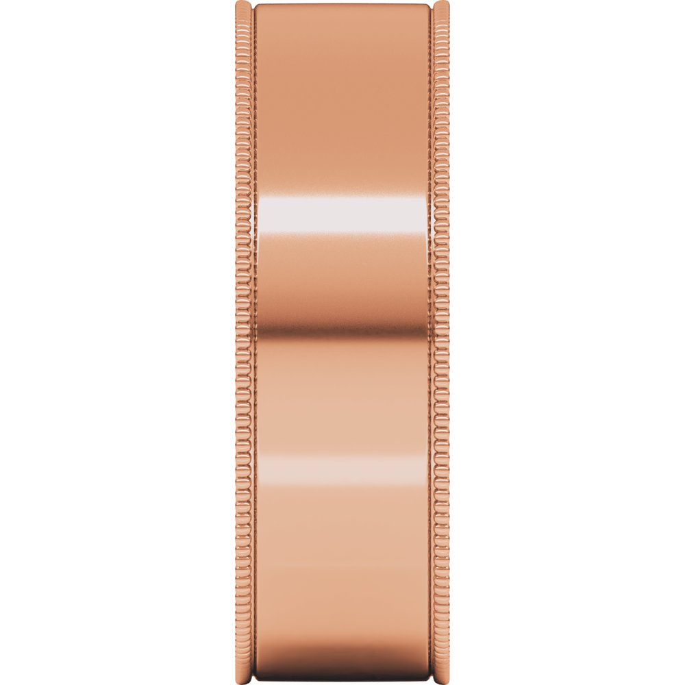 14K Rose 6 mm Milgrain Comfort-Fit Flat Band Size 10