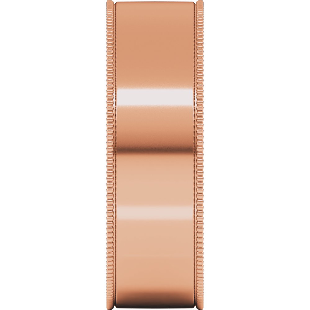 14K Rose 6 mm Milgrain Flat Comfort Fit Band