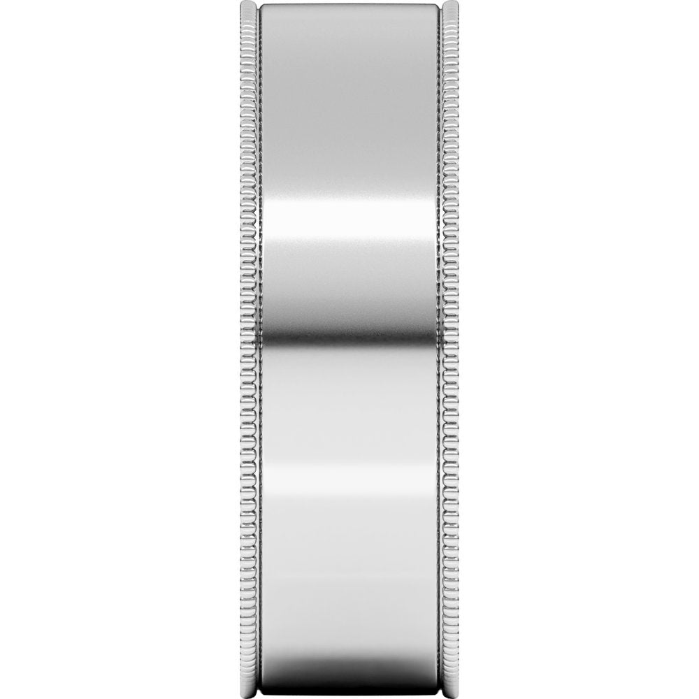 14K White Gold 6 mm Milgrain Comfort-Fit Flat Band Size 9