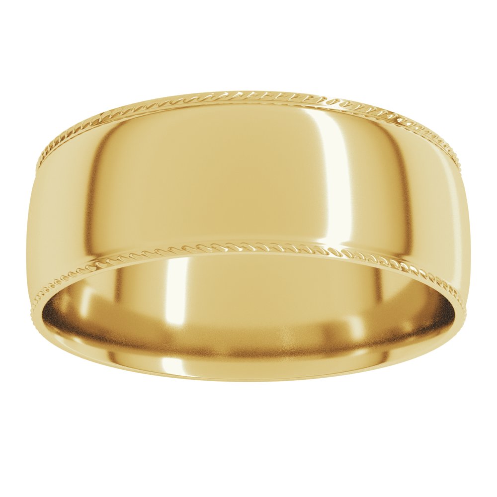 10K Yellow Gold 7 mm Rope Comfort-Fit Half Round Band Size 12.5