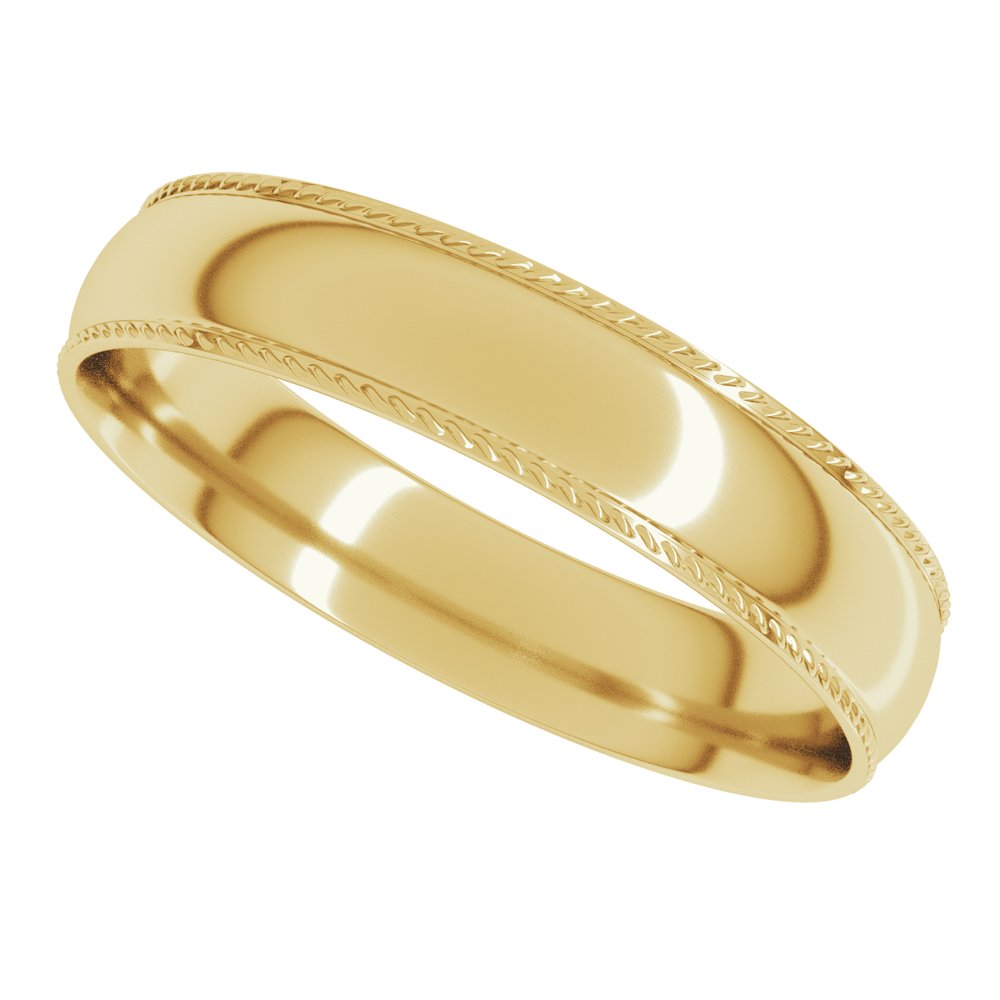 10K Yellow Gold 4 mm Rope Comfort-Fit Half Round Band Size 8.5