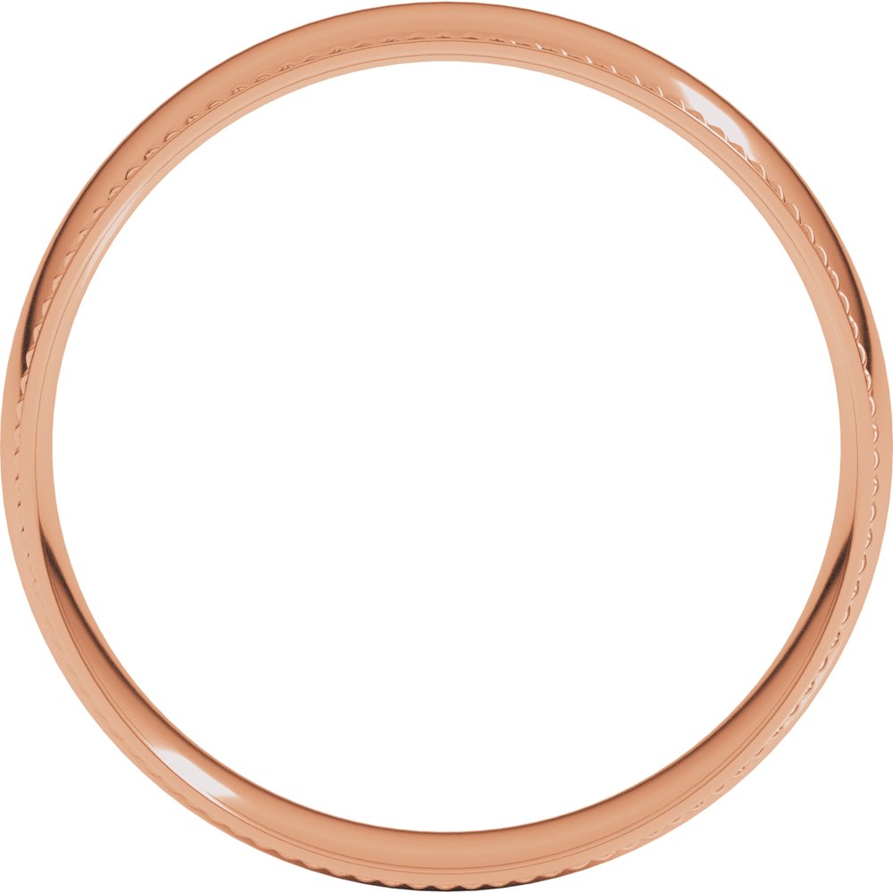 14K Rose Gold 5 mm Rope Comfort-Fit Half Round Band Size 10.5