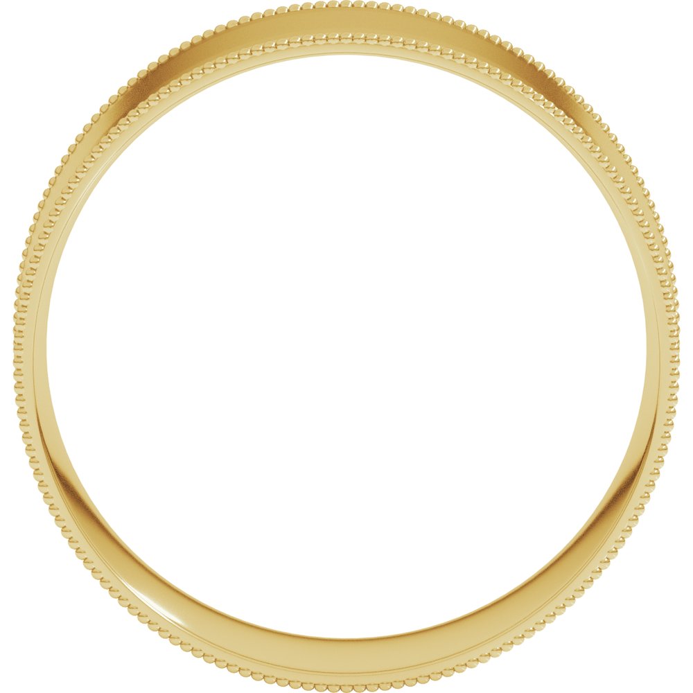 14K Yellow 7 mm Milgrain Comfort-Fit Flat Band Size 12