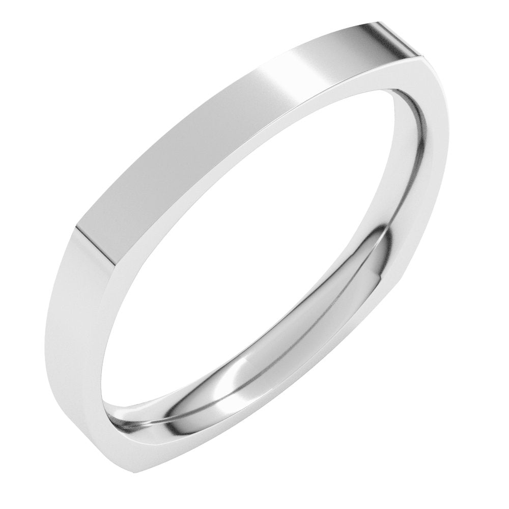 Sterling Silver 2.5 mm Comfort-Fit Square Band Size 8
