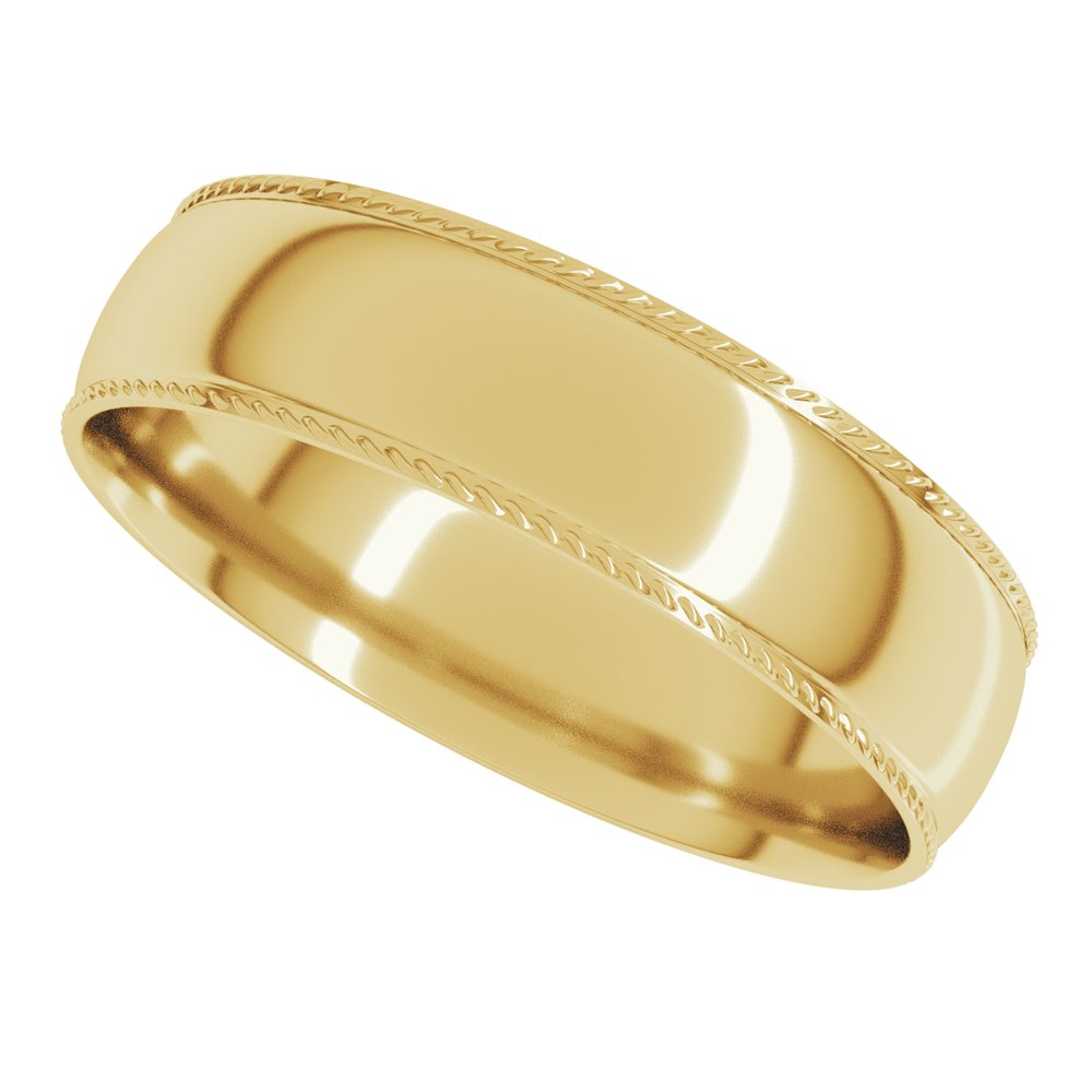 18K Yellow Gold 5 mm Rope Comfort-Fit Half Round Band Size 8