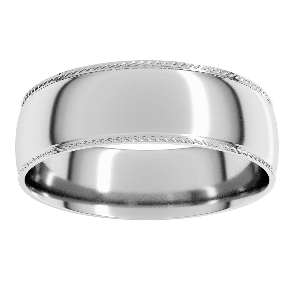 14K White Gold 6 mm Rope Comfort-Fit Half Round Band