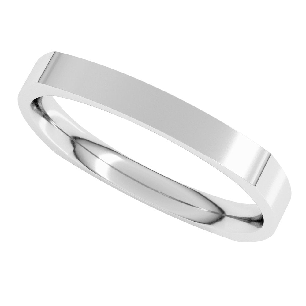 14K White 2.5 mm Comfort-Fit Square Band