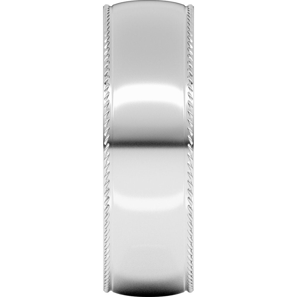 14K White Gold 6 mm Rope Comfort-Fit Half Round Band Size 11.5