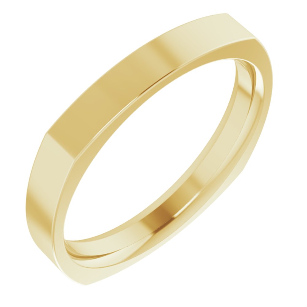 14K Yellow Gold 3 mm Comfort-Fit Square Band Size 6