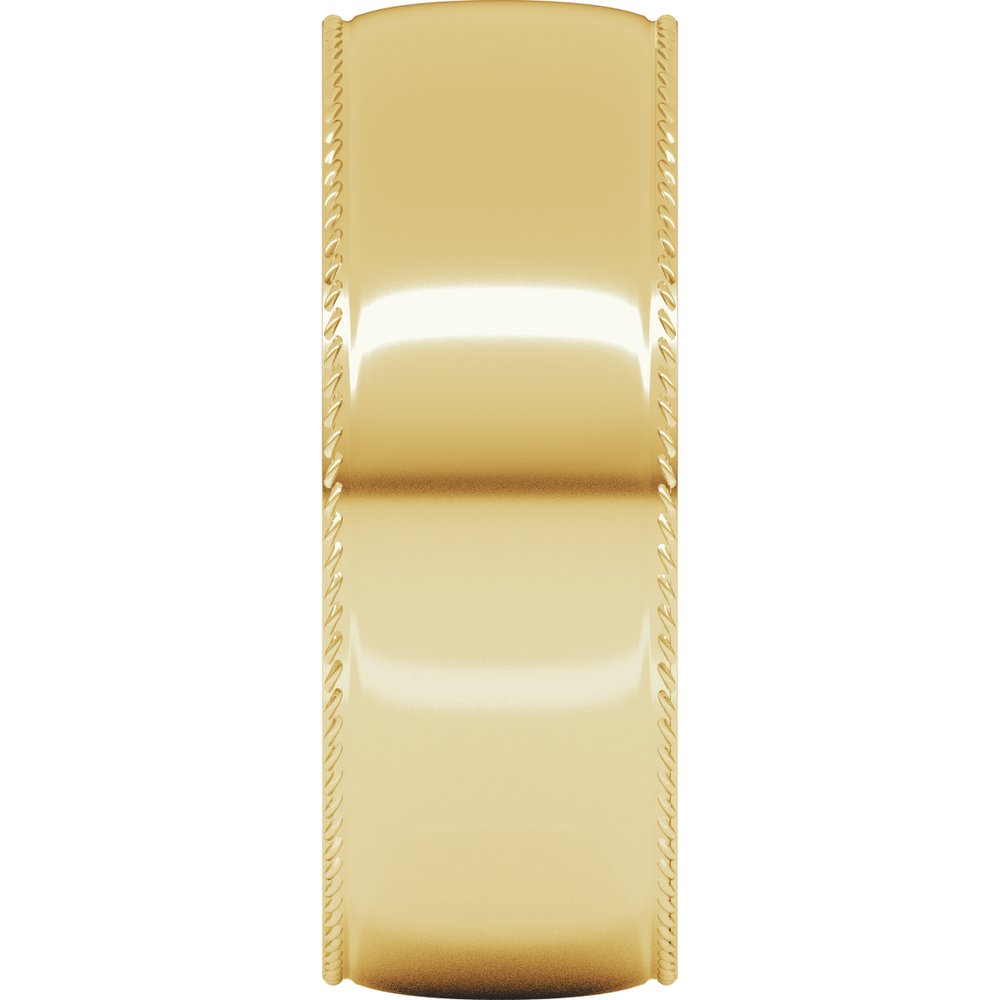 10K Yellow Gold 7 mm Rope Comfort-Fit Half Round Band Size 12.5