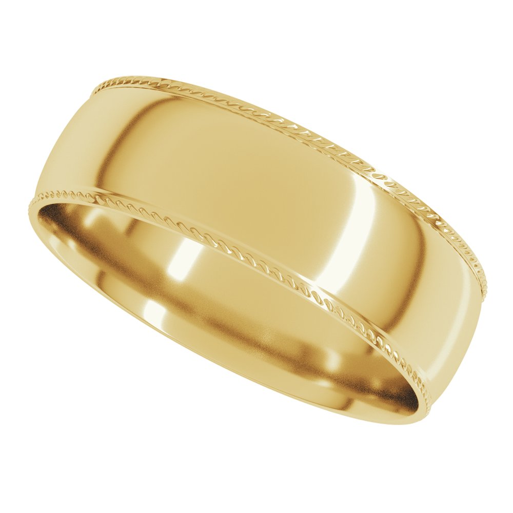 10K Yellow 6 mm Rope Comfort-Fit Half Round Band Size 7.5
